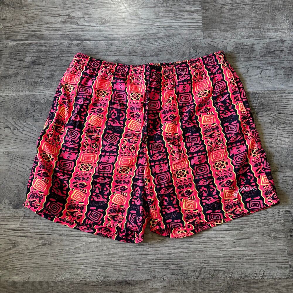 Vintage 90s McGregor Red Hawaiian Swim Trunks Shorts